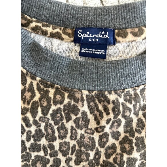 SPLENDID Women’s Leopard Print Pullover Sweatshirt Size S 95% Polyester 5% Elast - Picture 9 of 10